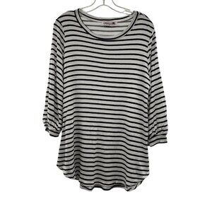 Glamour Farms Women's 3/4 Sleeve Top White/Blue Striped Size Medium